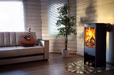 Vloerplaat openhaard semi-ovale Geometrie met hout