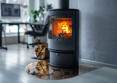 Vloerplaat openhaard semi-ovale Doos met gesneden hout