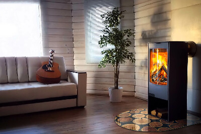 Vloerplaat openhaard semi-ovale Doos met gesneden hout