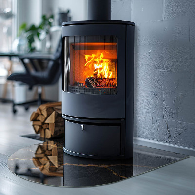 Vloerplaat openhaard semi-ovale Elegante marmer met aderen