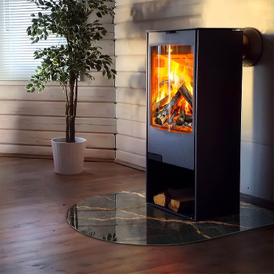 Vloerplaat openhaard semi-ovale Elegante marmer met aderen