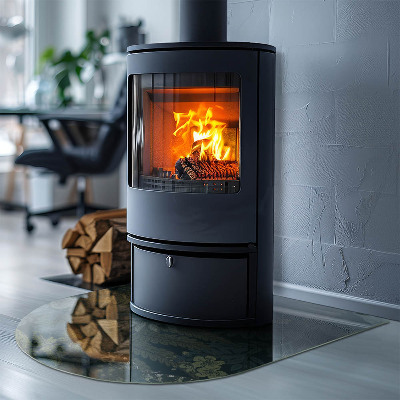 Vloerplaat openhaard semi-ovale Plantenmotieven met vlinders