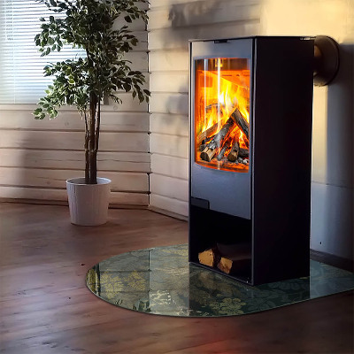 Vloerplaat openhaard semi-ovale Plantenmotieven met vlinders
