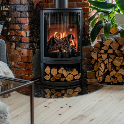 Plaat onder houtkachel kwart Elegant marmerpatroon