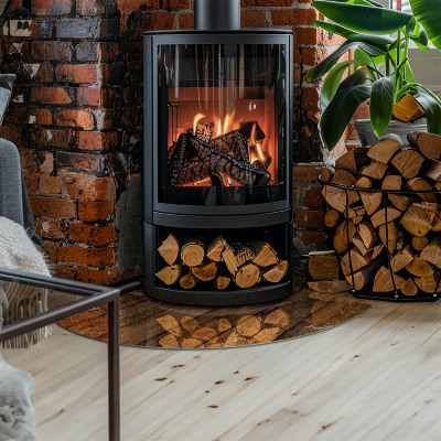 Plaat onder houtkachel kwart Houten plank met nerf