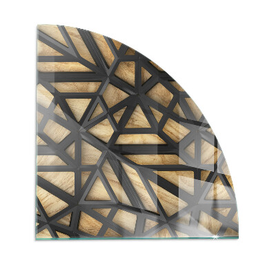 Plaat onder houtkachel kwart Geometrie met hout
