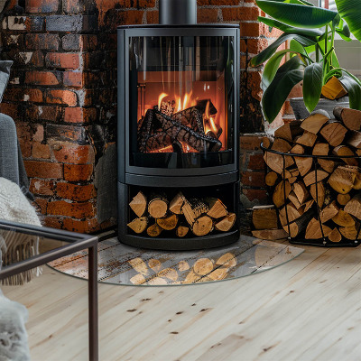 Plaat voor onder houtkachel kwart Beschadigd houten bord