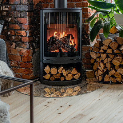 Plaat voor onder houtkachel kwart Natuurlijke houten planken