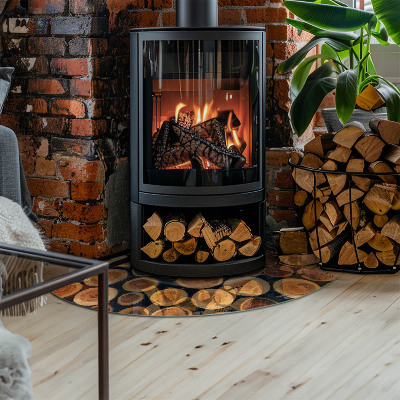 Plaat onder houtkachel kwart Doos met gesneden hout