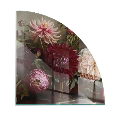 Plaat voor onder houtkachel kwart Bloemenboeket in detail