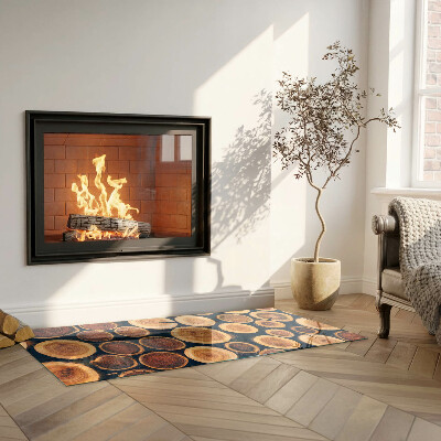 Vloerplaat voor houtkachel rechthoekig Doos met gesneden hout