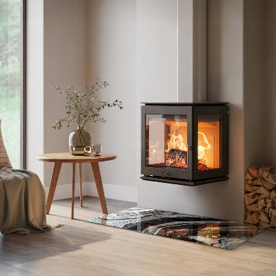 Vloerplaat voor houtkachel rechthoekig Abstracte golven en lijnen