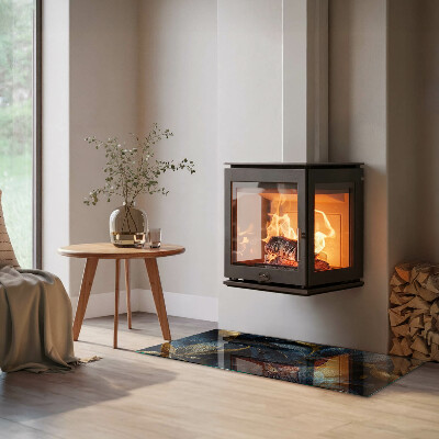 Vloerplaat voor houtkachel rechthoekig Elegante bladeren in textuur