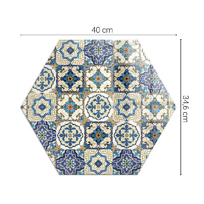 Plaat onder houtkachel hexagonal Mozaïekmotief met bloemenaccenten