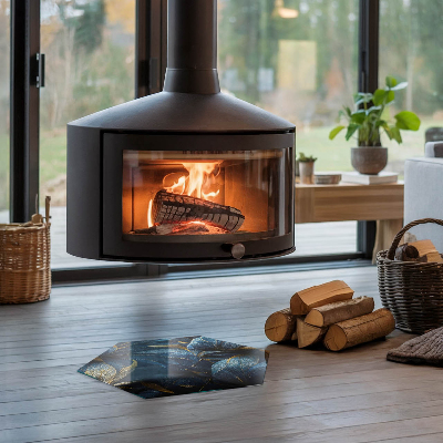 Vloerplaat openhaard hexagonal Stijlvolle bladeren in de structuur