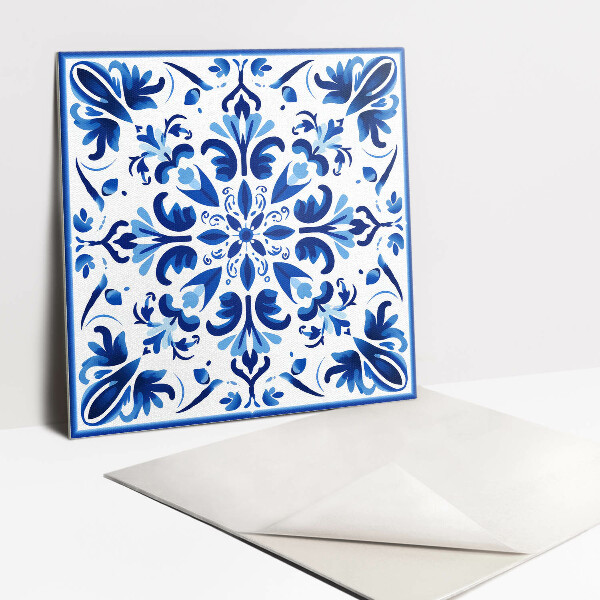 Vinyl tegels zelfklevend Blauw ornament