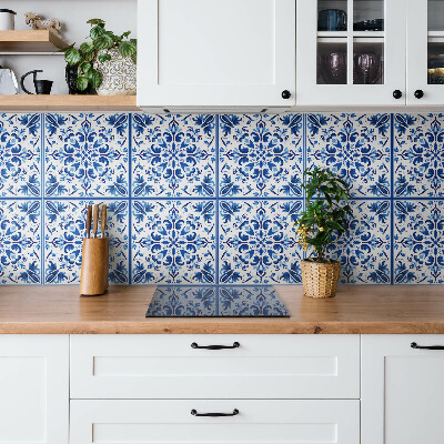 Vinyl tegels zelfklevend Blauw ornament