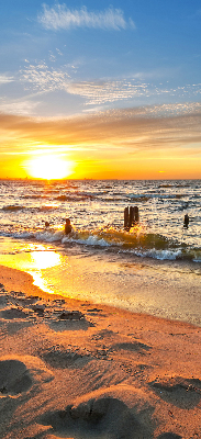 Stoffen rolgordijn in zonsondergangkleuren