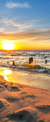 Stoffen rolgordijn in zonsondergangkleuren