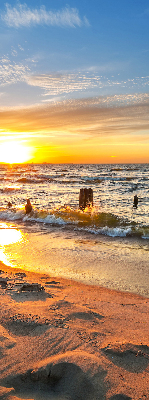 Stoffen rolgordijn in zonsondergangkleuren
