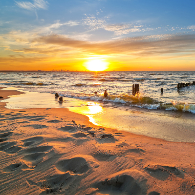 Stoffen rolgordijn in zonsondergangkleuren