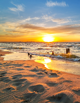 Stoffen rolgordijn in zonsondergangkleuren