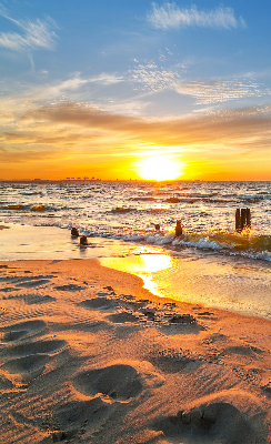 Stoffen rolgordijn in zonsondergangkleuren
