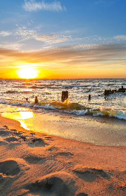 Stoffen rolgordijn in zonsondergangkleuren