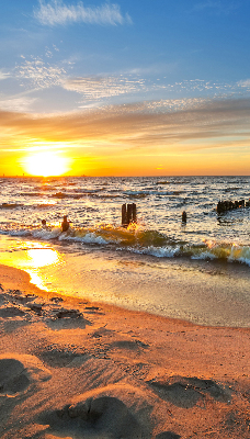 Stoffen rolgordijn in zonsondergangkleuren
