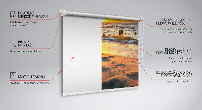 Stoffen rolgordijn in zonsondergangkleuren