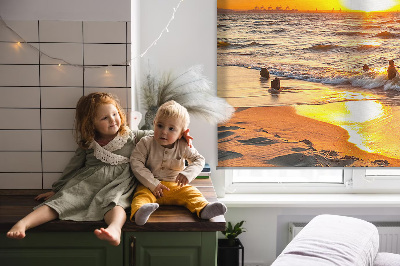 Stoffen rolgordijn in zonsondergangkleuren