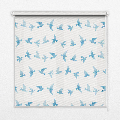 Binnengordijn met blauwe vogels