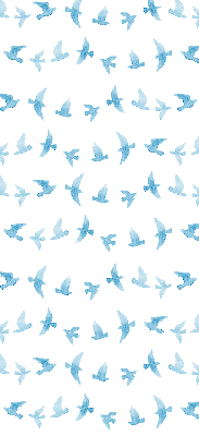 Binnengordijn met blauwe vogels