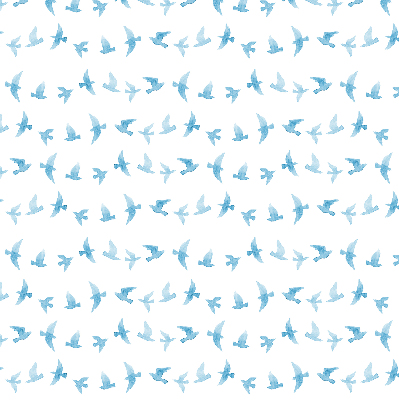 Binnengordijn met blauwe vogels