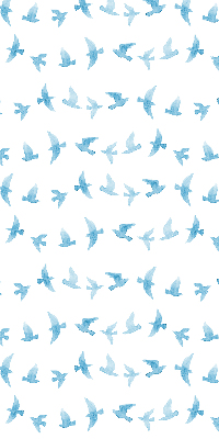 Binnengordijn met blauwe vogels
