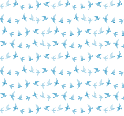 Binnengordijn met blauwe vogels