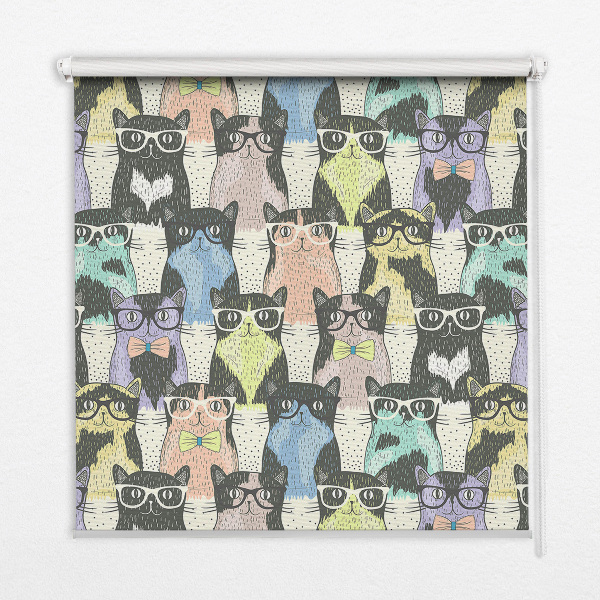 Stoffen rolgordijn met kattenprint