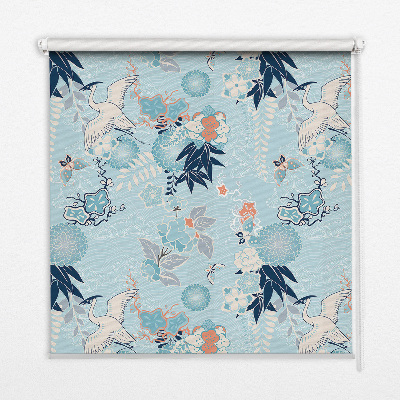 Rolgordijn voor raam in blauwe natuurprint