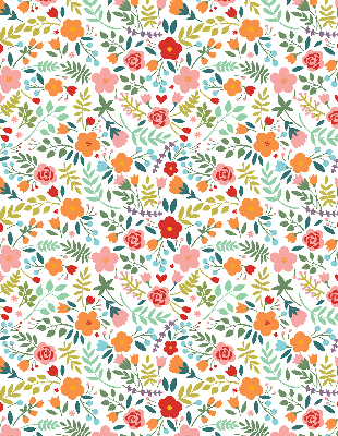 Binnenrolgordijn voor raam met geschilderde bloemen