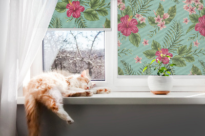 Stoffen rolgordijn met exotische plantenmotief