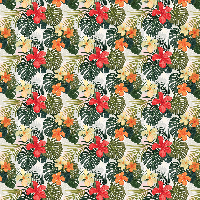 Rolgordijn voor balkondeur met tropische bloemen en bladeren