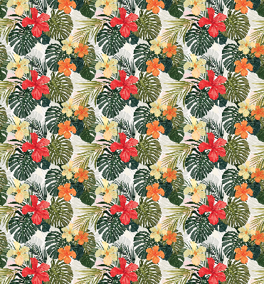 Rolgordijn voor balkondeur met tropische bloemen en bladeren