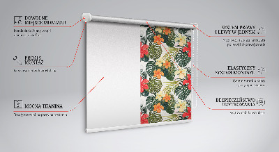 Rolgordijn voor balkondeur met tropische bloemen en bladeren