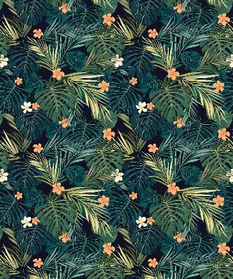 Binnenrolgordijn voor raam met tropische bladeren en bloemen