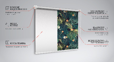 Binnenrolgordijn voor raam met tropische bladeren en bloemen