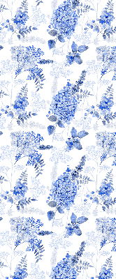 Binnenrolgordijn in blauwe bloemenprint voor raam