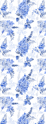 Binnenrolgordijn in blauwe bloemenprint voor raam