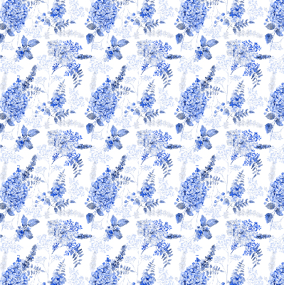 Binnenrolgordijn in blauwe bloemenprint voor raam