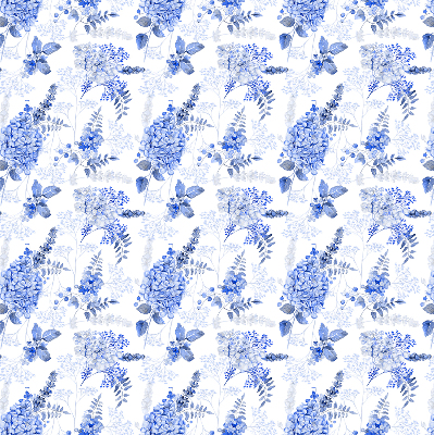 Binnenrolgordijn in blauwe bloemenprint voor raam