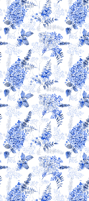 Binnenrolgordijn in blauwe bloemenprint voor raam